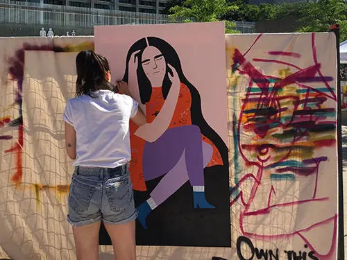 Artist: Jenn Kitagawa. 2019 Toronto Outdoor Art Fair. StreetARToronto LIve Painting at Toronto Outdoor Art Fair. 