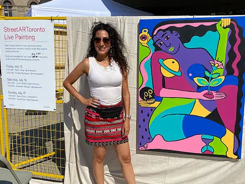 Artist: Ghazaleh Rastgar. 2022 StreetARToronto LIve Painting at Toronto Outdoor Art Fair. 
